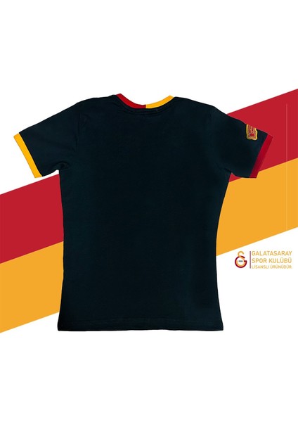 Lisanslı Siyah Basic Çocuk T-Shirt Gs Aslan Baskılı Hediyelik Ahşap Kutulu