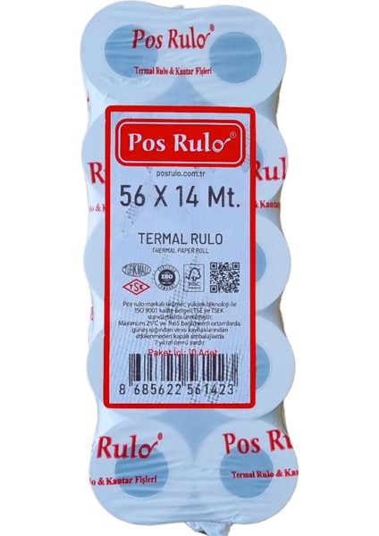 56X14 Yazar Kasa Pos Rulosu 72 Paket 720 Adet