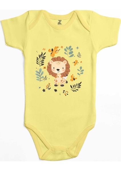 Şirin Aslan Sarı Renk Bebek Body Zıbın