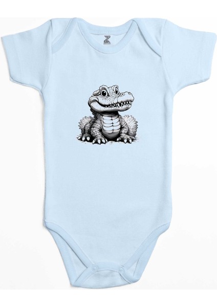 Şirin Timsah Mavi Renk Bebek Body Zıbın