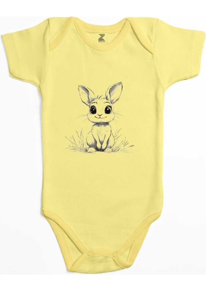 Şirin Tavşan Sarı Renk Bebek Body Zıbın