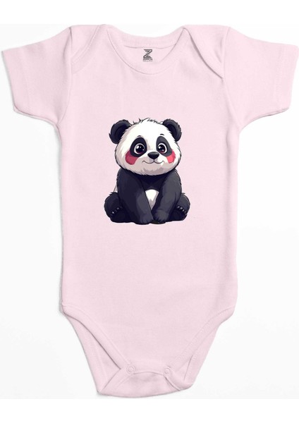 Şirin Panda Pembe Renk Bebek Body Zıbın