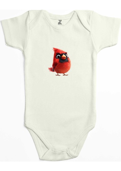 Angry Bird Ekru Renk Bebek Body Zıbın