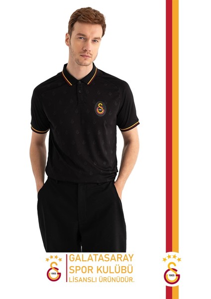 Orijinal Lisanslı Match Day Polo Yaka Siyah T-Shirt Gs Aslan Baskılı Hediyelik Ahşap Kutulu