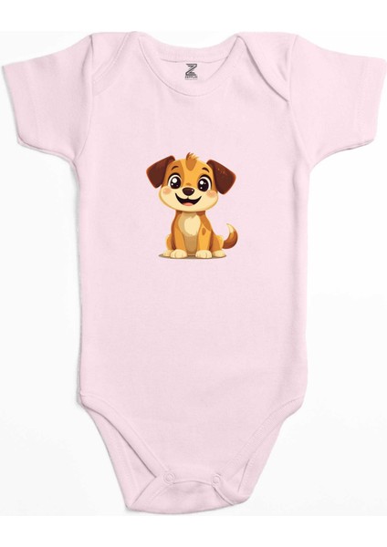 Şirin Köpek Pembe Renk Bebek Body Zıbın