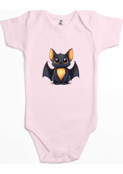 Şirin Yarasa Pembe Renk Bebek Body Zıbın