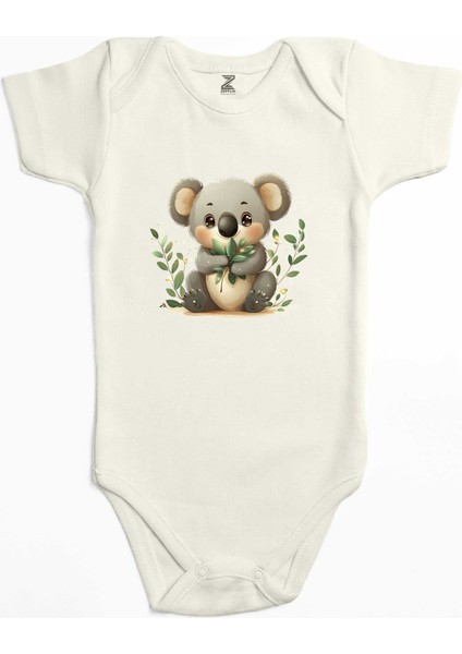 Tatlı Koala Ekru Renk Bebek Body Zıbın