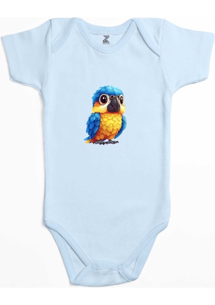 Şirin Papağan Mavi Renk Bebek Body Zıbın