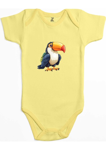 Şirin Papağan Sarı Renk Bebek Body Zıbın