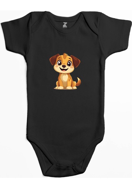 Şirin Köpek Siyah Renk Bebek Body Zıbın