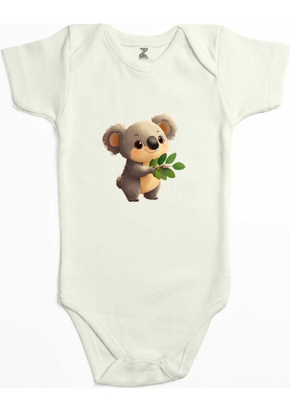 Şirin Koala Ekru Renk Bebek Body Zıbın