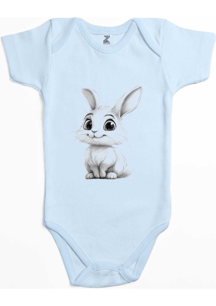 Şirin Tavşan Mavi Renk Bebek Body Zıbın