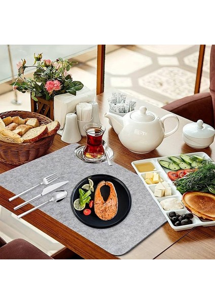 6'lı Dikdörtgen Keçe Amerikan Servis 45 x 30 cm - Gri