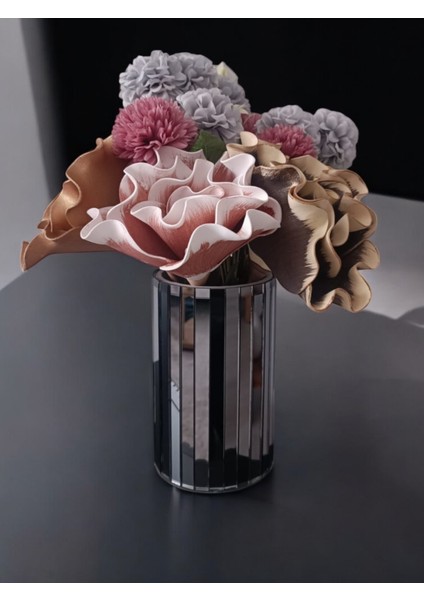 Aynalı Vazo 20 cm Beyaz (Gümüş) Aynalı Yuvarlak Vazo modelleri