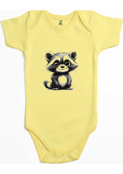 Rakun Sarı Renk Bebek Body Zıbın