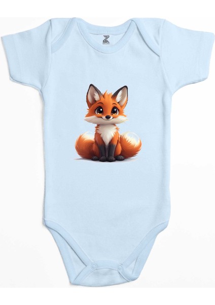 Tilki Mavi Renk Bebek Body Zıbın