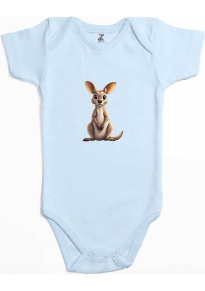 Şirin Kanguru Mavi Renk Bebek Body Zıbın