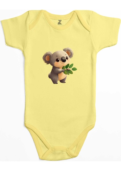 Şirin Koala Sarı Renk Bebek Body Zıbın