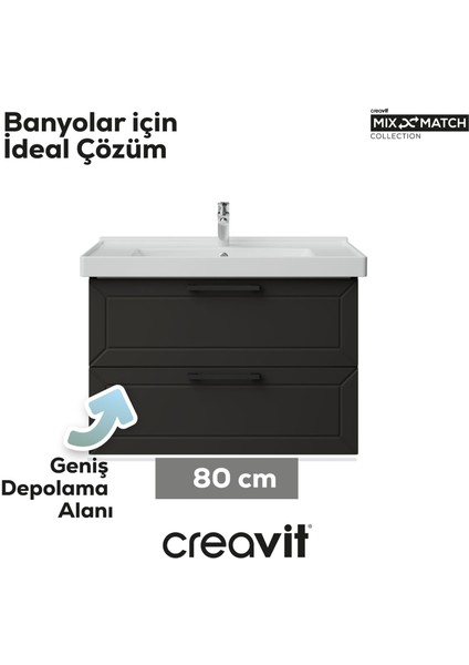 D20 80 cm Iki Çekmeceli Lav. Dolabı Antrasit Lake