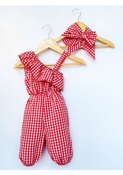 Kız Çocuk Askılı Tulum Bandana Takım