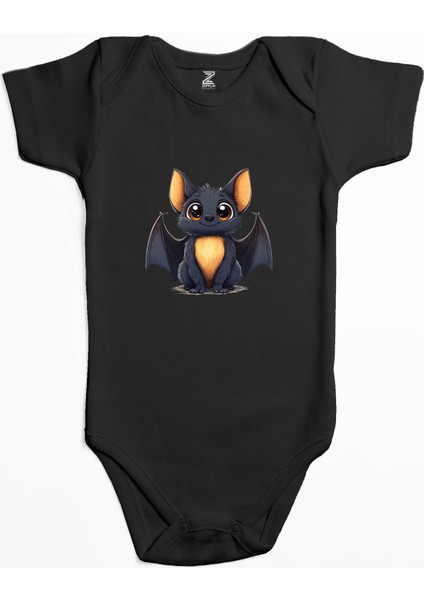 Şirin Yarasa Siyah Renk Bebek Body Zıbın