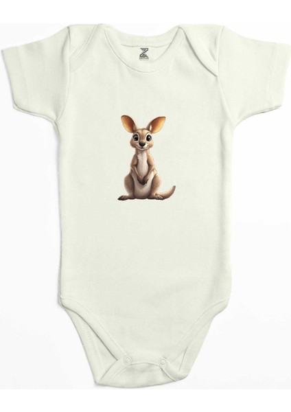 Şirin Kanguru Ekru Renk Bebek Body Zıbın
