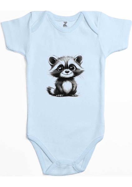 Rakun Mavi Renk Bebek Body Zıbın