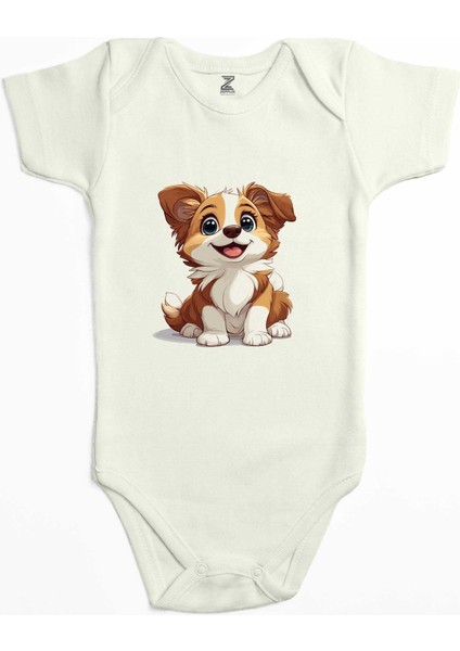 Tatlı Köpek Ekru Renk Bebek Body Zıbın