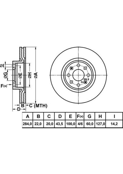 50115 Fren Diski Ön Punto Evo 09- / Corsa D 06- Corsa E 14- Adam 13- Havalı 284,4MM