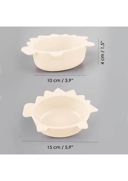 3'lü Hayvan Figürlü Silikon Bebek Mama Kasesi Seti - Şekilli Bebek Beslenme Kasesi Pembe Yeşil Bej modelleri