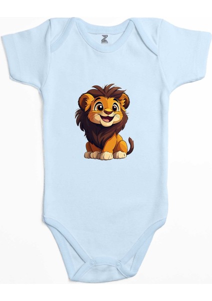 Şirin Aslan Mavi Renk Bebek Body Zıbın