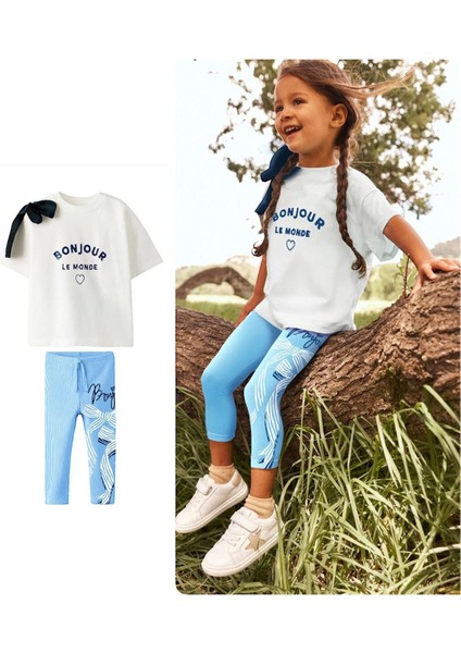 Bonjour Fiyonk Detaylı Kız Çocuk Taytlı takım - Açık Mavi fiyatları