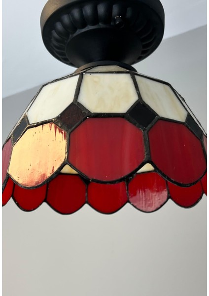 Tavan Vitray Avize 30 cm (12") Kırmızı