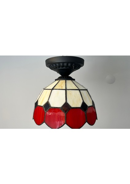 Tavan Vitray Avize 30 cm (12") Kırmızı