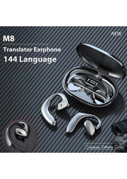 M8 Akıllı Aı Çeviri Bluetooth Kulaklık, Gerçek Zamanlı Simultane Tercüme Çeviri Kulaklığı (Yurt Dışından)
