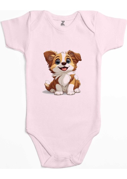 Tatlı Köpek Pembe Renk Bebek Body Zıbın