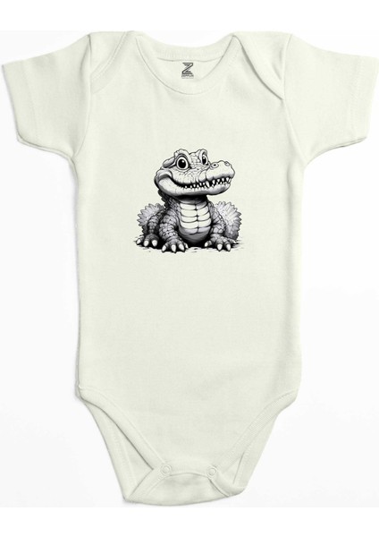 Şirin Timsah Ekru Renk Bebek Body Zıbın