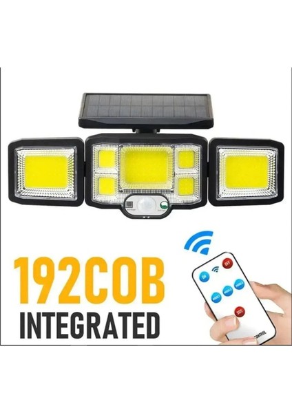 192 Cob LED Güneş Enerjili Hareket Sensörlü Kumandalı Bahçe Garaj Ev Aydınlatma Lambası Solar Işık
