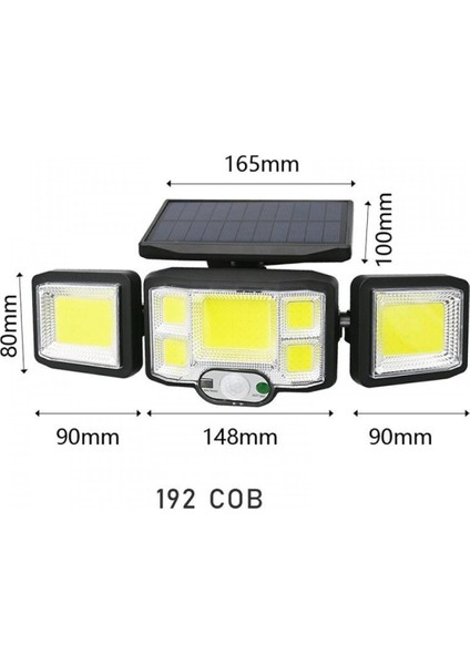 192 Cob LED Güneş Enerjili Hareket Sensörlü Kumandalı Bahçe Garaj Ev Aydınlatma Lambası Solar Işık modelleri