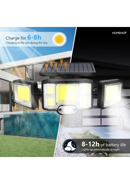 192 Cob LED Güneş Enerjili Hareket Sensörlü Kumandalı Bahçe Garaj Ev Aydınlatma Lambası Solar Işık fırsatları