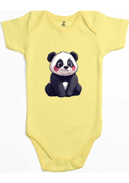 Şirin Panda Sarı Renk Bebek Body Zıbın