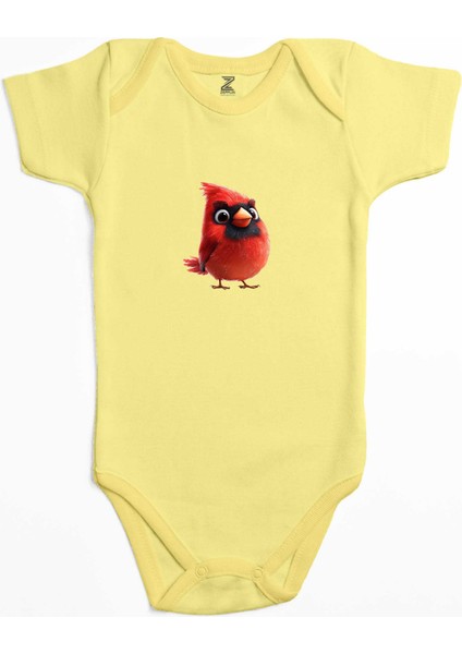 Angry Bird Sarı Renk Bebek Body Zıbın