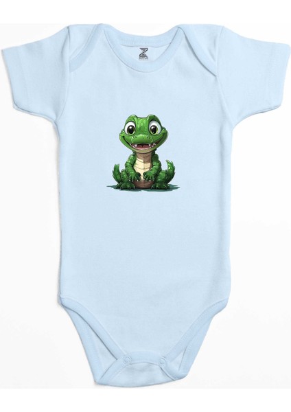 Şirin Timsah Mavi Renk Bebek Body Zıbın