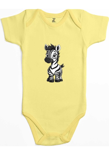 Şirin Zebra Sarı Renk Bebek Body Zıbın
