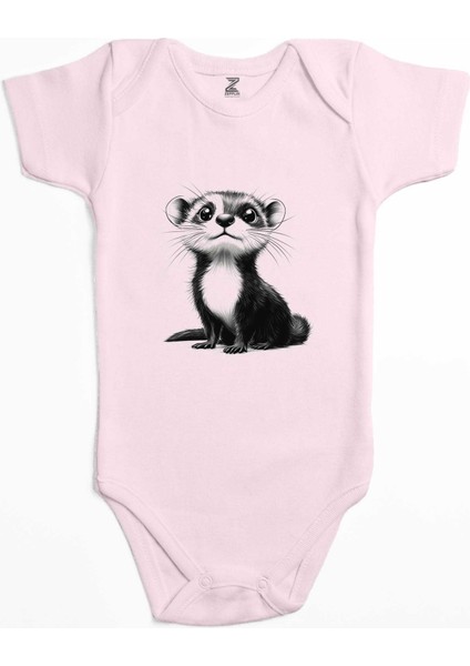 Şirin Su Samuru Pembe Renk Bebek Body Zıbın