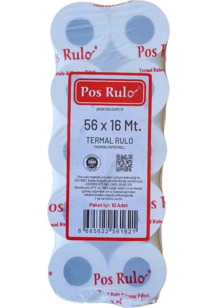 56X16 Yazar Kasa Pos Rulosu 1 Koli 66 Paket 660 Adet Tam Metraj Garantili
