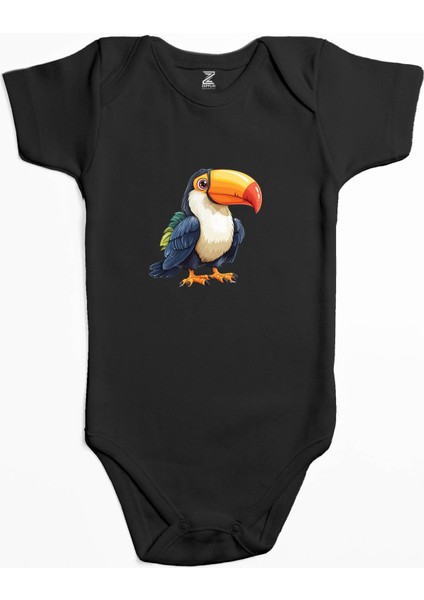 Şirin Papağan Siyah Renk Bebek Body Zıbın