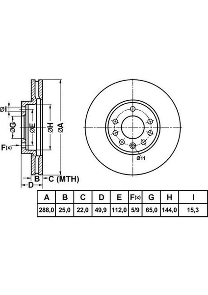 50132 Fren Diski Ön Croma 05- / Vectra C 02- Sıgnum 02- / 9-3