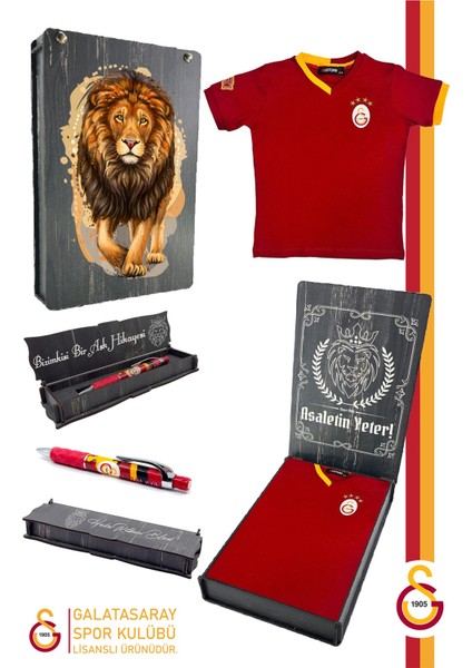 Lisanslı Kırmızı Basic Çocuk T-Shirt + Uçlu Kalem Set Hediyelik Ahşap Kutulu