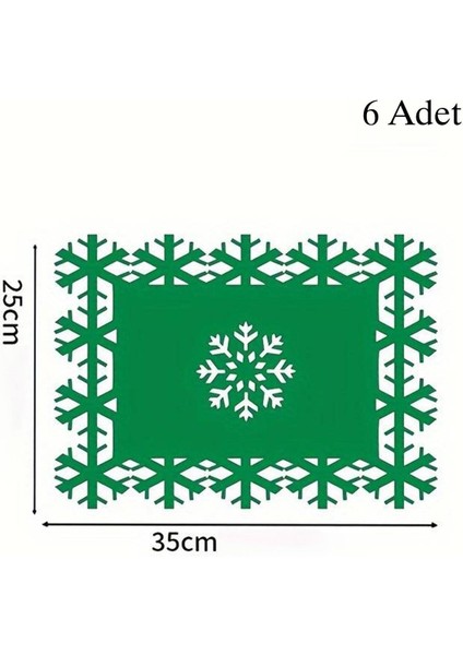 6'lı Kartanesi Keçe Amerikan Servis 35 x 25 cm - Yeşil